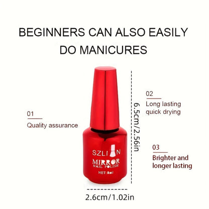 Chrome Nail Polish Set 12 Colors Mirror 3D Metallic Effect with Built-in Fine Brush – Long-Lasting Metal Paint for Salon & DIY Nail Art