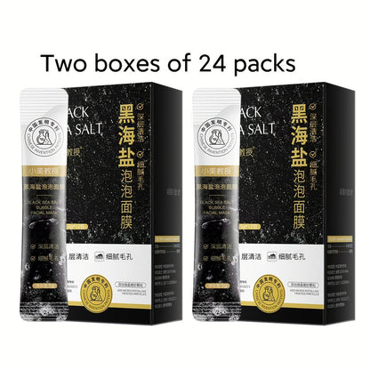 Face Mask, Black Sea Salt Bubble Single-Use Sachets, 5g Each with 12, 24 or 36-Packet Box Options