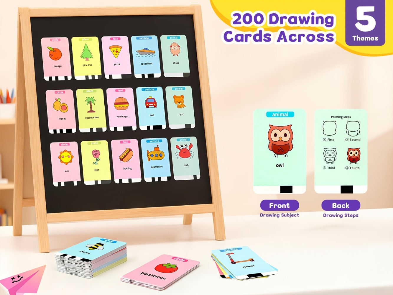 Drawing Robot for Kids Penguin, 200 Learning Cards & 12 Color Pens, STEM Art Educational Toy, Screen-Free Interactive Drawing Game