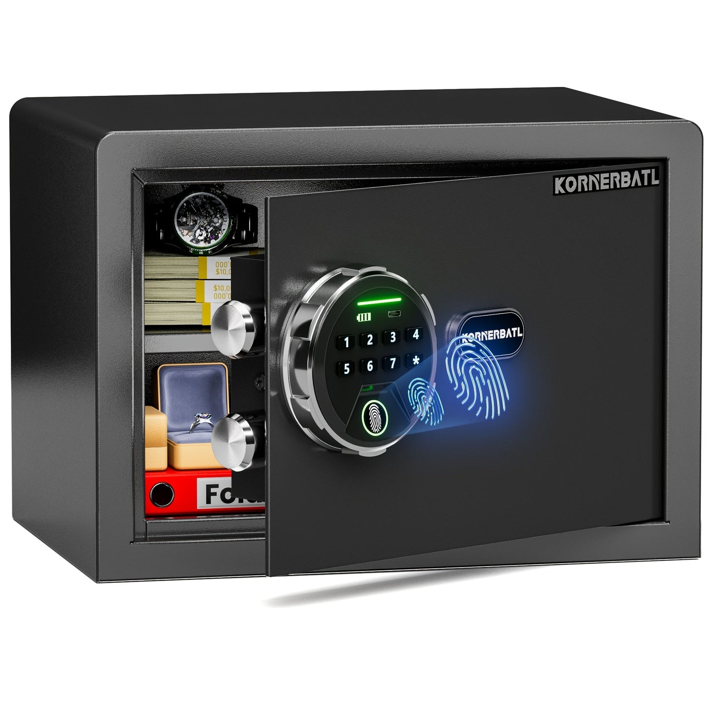 Fingerprint Safe Box with Password and Key Lock 0.3 0.8 1.13 1.71 Cu Ft Home Security Safe for Entryways, Bedrooms and Living Spaces