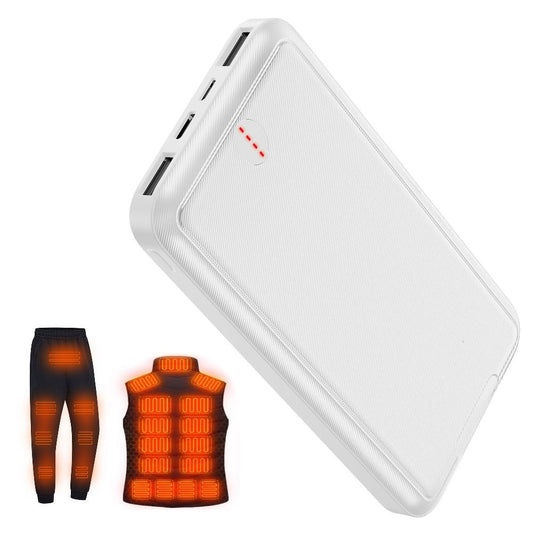 10000mAh Slim Power Bank with 5V/2A Marking, Dual USB-A Outputs and Black or White Color Options