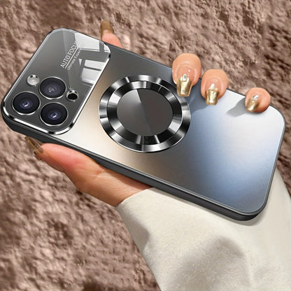 Phone Case Matte Titanium-Finish Cover with Built-In Glass Lens Protector for Select iPhone Models
