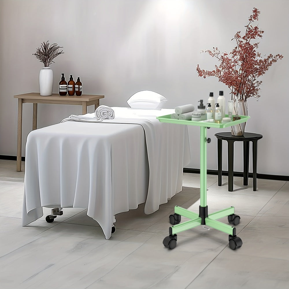 6-Color Premium Aluminum Salon Rolling Tray on Wheels – Adjustable Height Hairdresser Cart, Tattoo Tray, Spa Service Trolley for Nail Tech