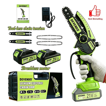 Cordless Mini Chainsaw 6-Inch, Handheld Pruning Saw with Rechargeable Battery, Adjustable Chain Tension