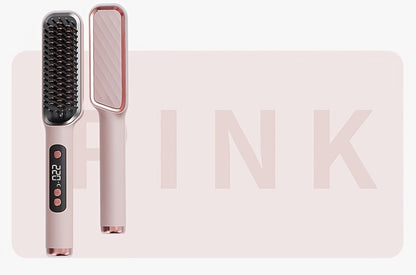 Hair Straightening Brush, 30-60 Sec Fast Heating, 3 Temperature Settings, Wide-Spaced Smooth Glide Teeth