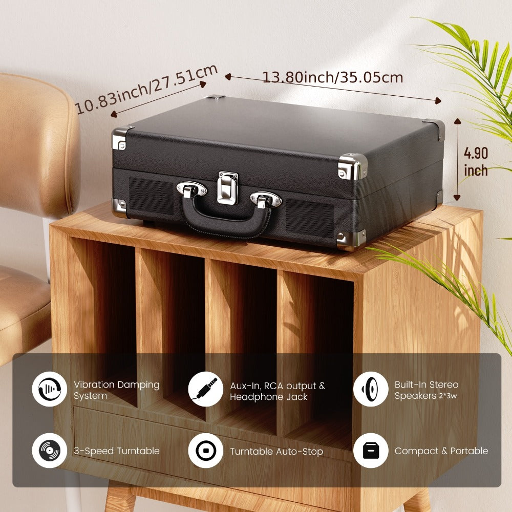 Bluetooth Vinyl Record Player with Built-in Speakers, Maio C200 3-Speed Belt-Driven Turntable, Hi-Fi Stereo Gramophone
