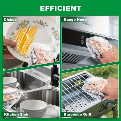 Stainless Steel Kitchen Scrubber Wire Cleaning Cloth Scratch Resistant Reusable Dish for Home Cooking, Dining and Outdoor Meals