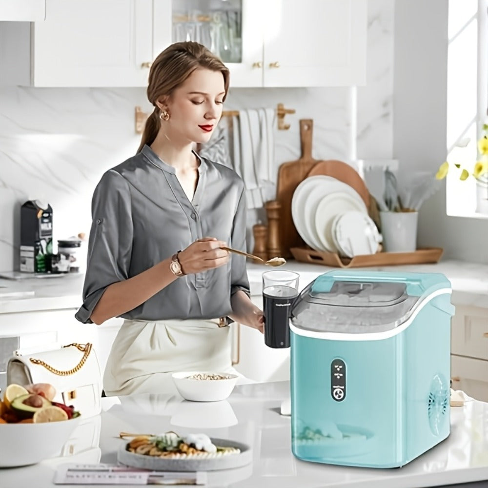 Stainless Steel Ice Maker Countertop – 35 Lbs Soft Chewable Nugget Ice or 26 Lbs Bullet Ice, Pebble Portable Ice Machine for Home, Kitchen