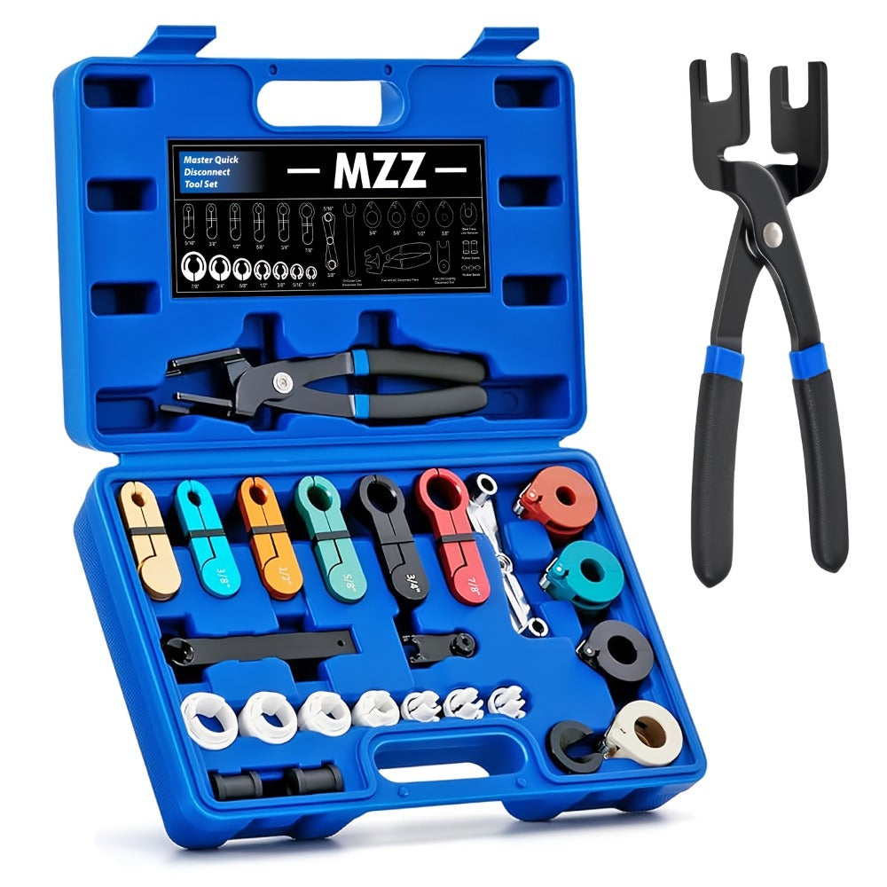 Fuel Line Disconnect Tool Kit 26pcs – Master Quick Disconnect Set with AC & Transmission Disconnect Pliers for Fuel Line Removal