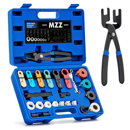 Fuel Line Disconnect Tool Kit 26pcs – Master Quick Disconnect Set with AC & Transmission Disconnect Pliers for Fuel Line Removal