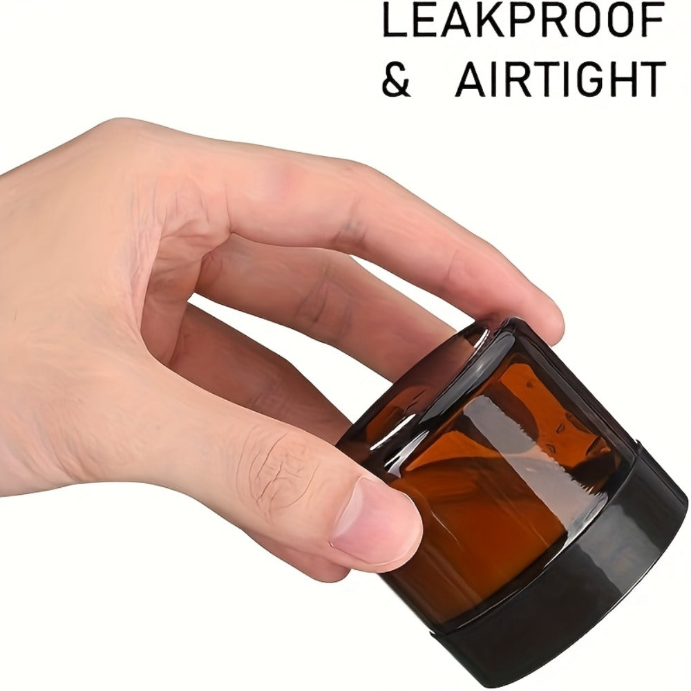 Brown Frosted Glass Jars with Lids 24 Pack – 2 oz Amber Glass Cosmetic Containers with Spoons & Labels, Non-Slip Base