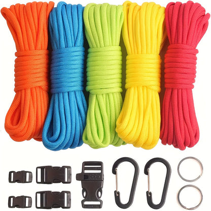 Paracord Bracelet Making Kit DIY Nylon Rope Craft Set with 5 Types of Buckles for Bracelets Keychains Lanyards Survival Gear Beginner