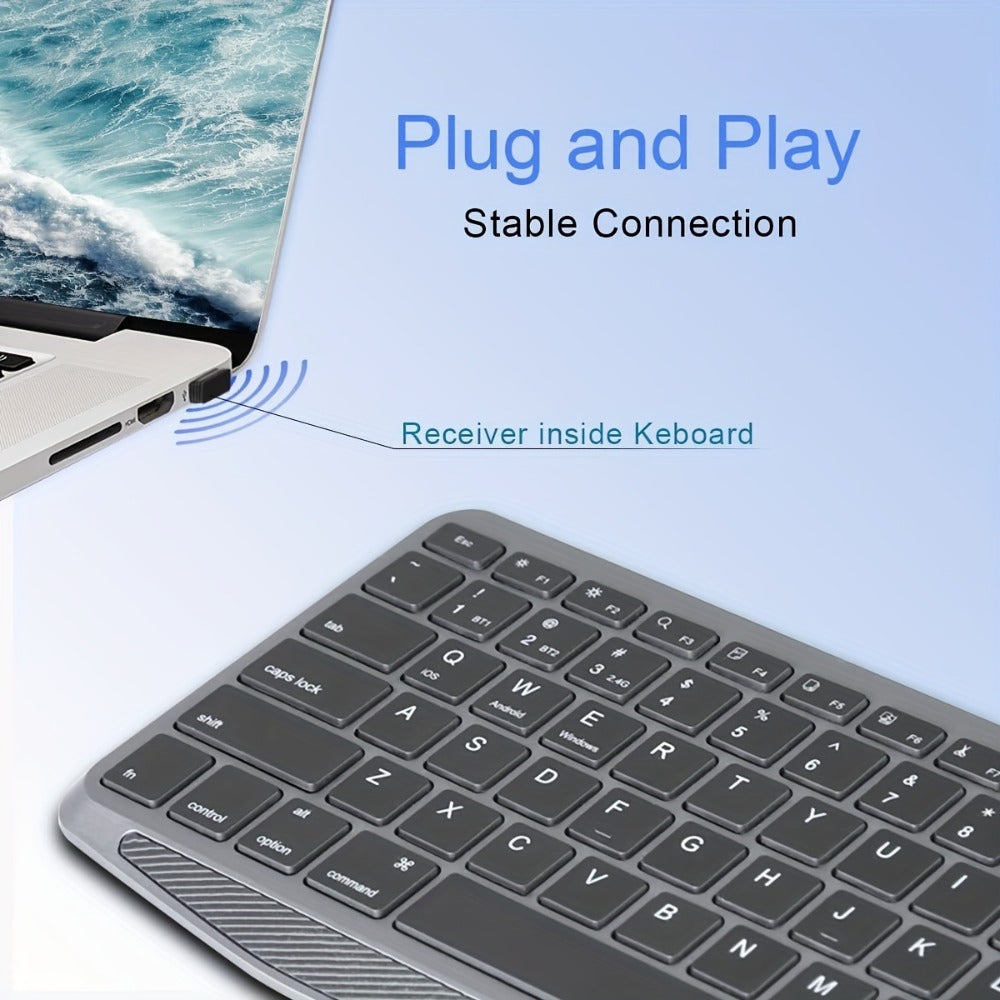 Touchpad Wireless Keyboard 2.4G Dual Mode, Backlit Multimedia Hotkeys, Type-C Rechargeable, All-in-One Remote for Smart TV