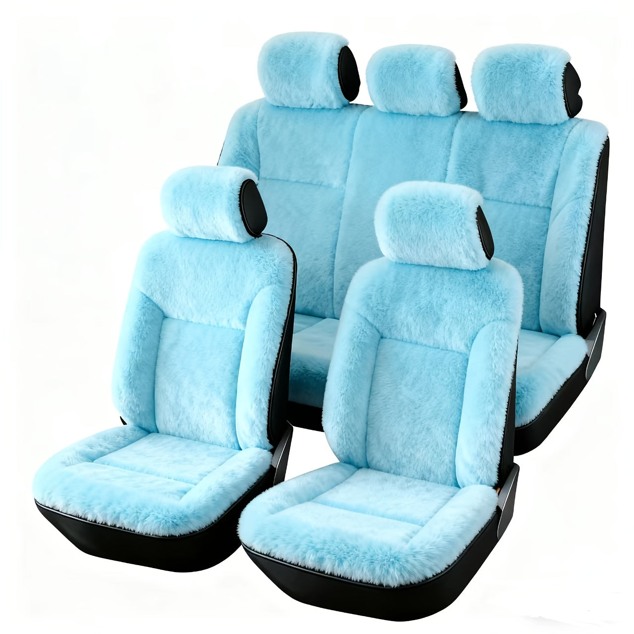 Car Seat Covers 5-Seat Plush Full-Wrap Set with Front and Rear Coverage in Seven Color Options