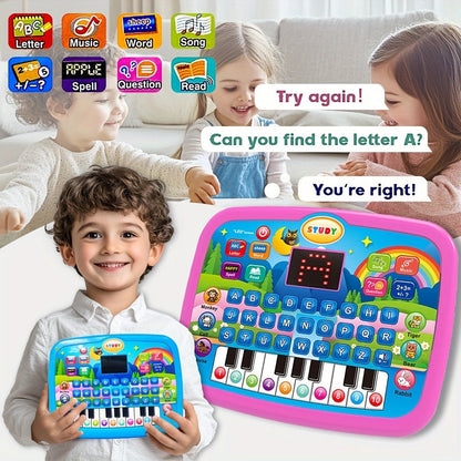 Educational Learning Tablet for Kids Ages 3-6, Multifunctional Alphabet Numbers Music Animal Sounds & Piano Toy