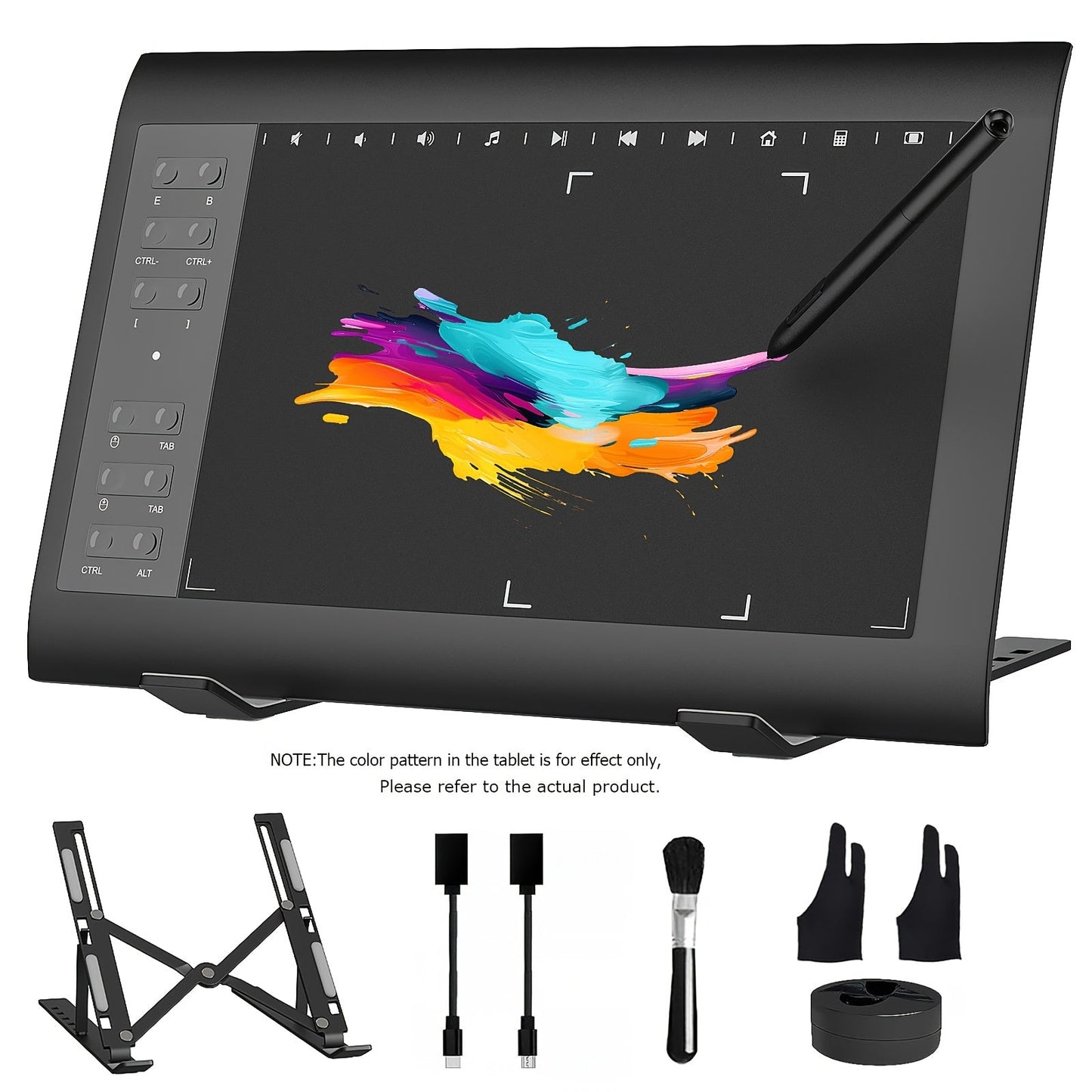 Graphics Drawing Tablet 10x6 Inch with 8192 Pressure Levels, Battery-Free Stylus & ±60° Tilt, 12 Shortcut Keys