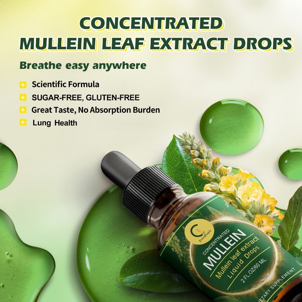 Mullein Leaf Liquid Tincture for Lung & Respiratory Health, Fast-Absorbing Herbal Drops for Breathing Support