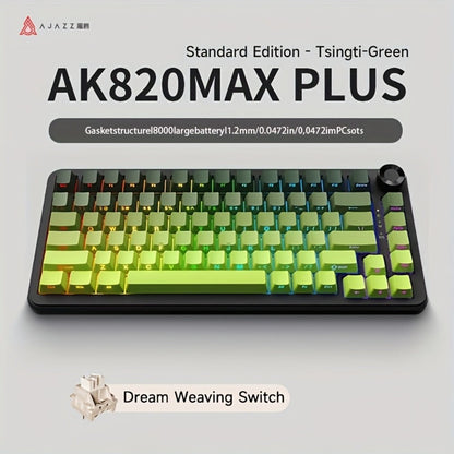 Hot Swap Gasket Mechanical Keyboard AJAZZ AK820 75%, Wireless 2.4GHz & Wired, Volume Knob, South-Facing RGB