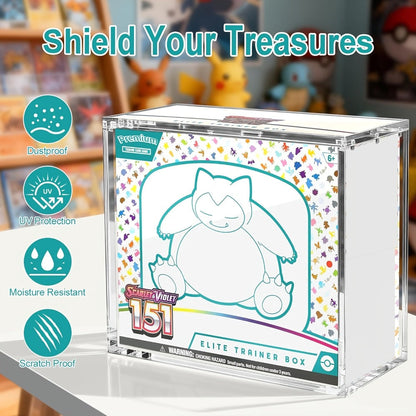 Pokemon Acrylic Display Case for ETB & Booster Bundle with the Listed Color, Size or Set Options for Everyday Use