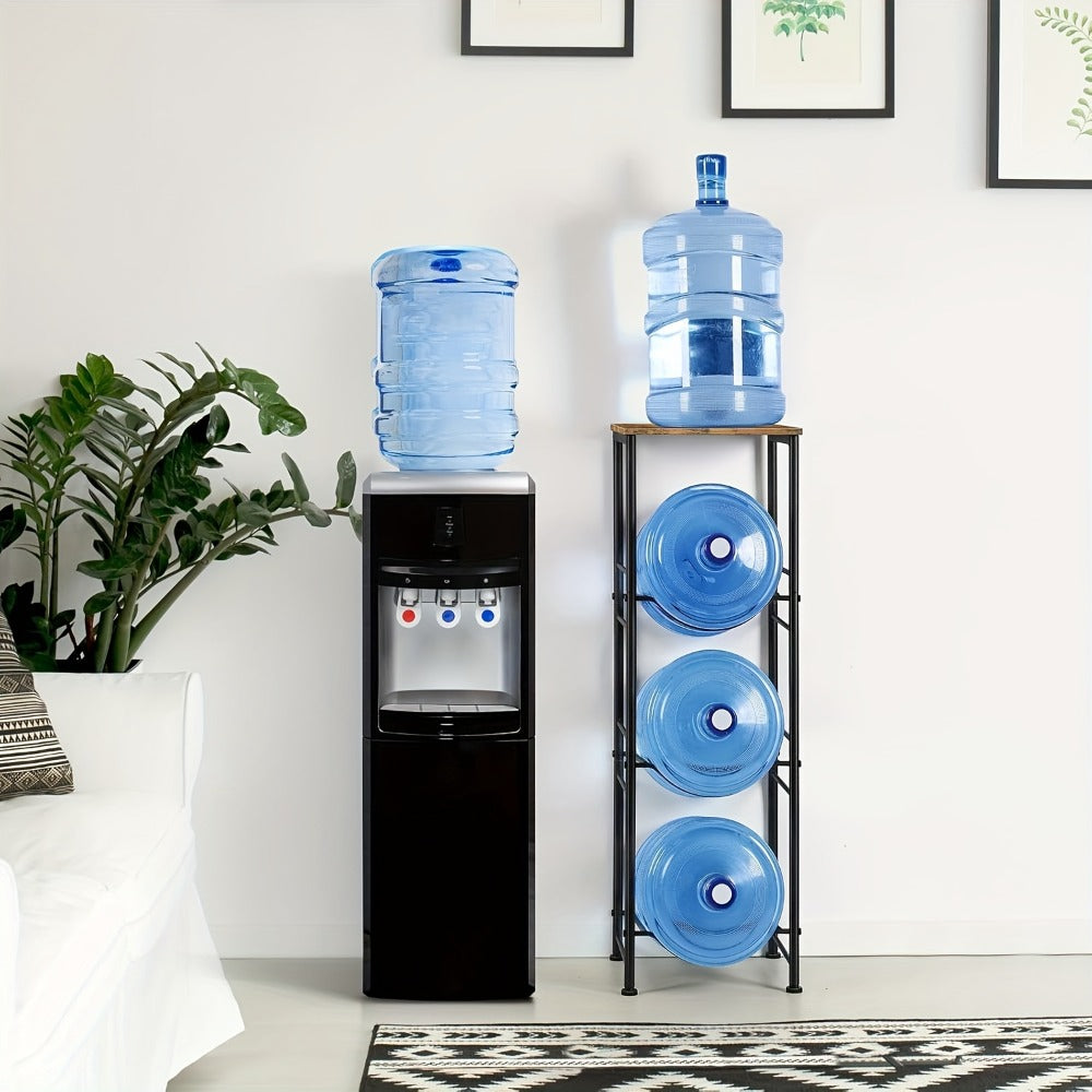 5-Gallon Water Jug Holder 3-Tier, Water Bottle Rack Organizer with Top Shelf & Adjustable Legs for Kitchen