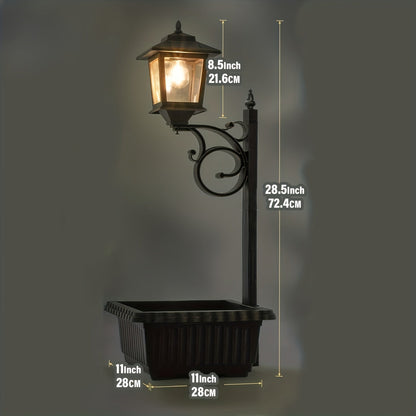 Solar Garden Light HOODINK Black Flower-Pot Lamp Post with Solar Panel, IP44 Label and 1- or 2-Pack Options