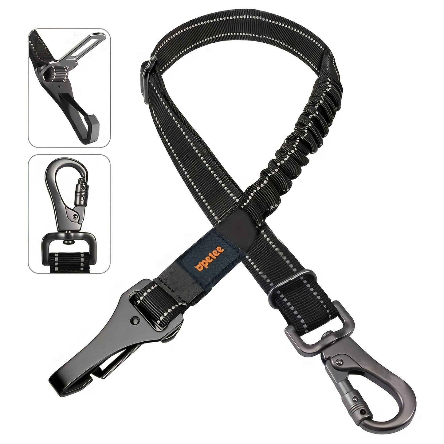 Dog Car Seat Belt Safety Harness 2 Pack Adjustable Universal Vehicle Tether with Quick-Release Buckle & Anti-Tangle Leash