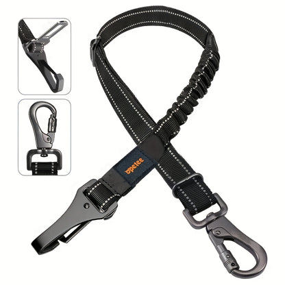 Dog Car Seat Belt Safety Harness 2 Pack Adjustable Universal Vehicle Tether with Quick-Release Buckle & Anti-Tangle Leash