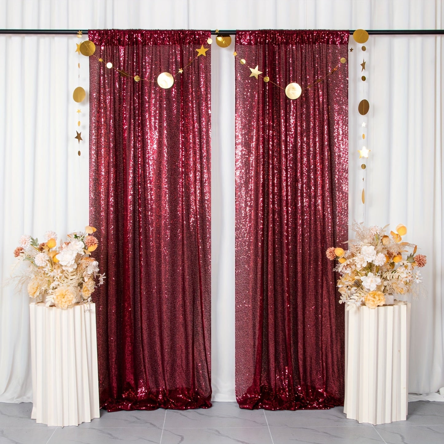 Sequin Backdrop Curtain for Party Wedding – 4x8ft Shimmering Glitter Curtain for Birthday Photo Booth Stage Decoration, Easy Hang