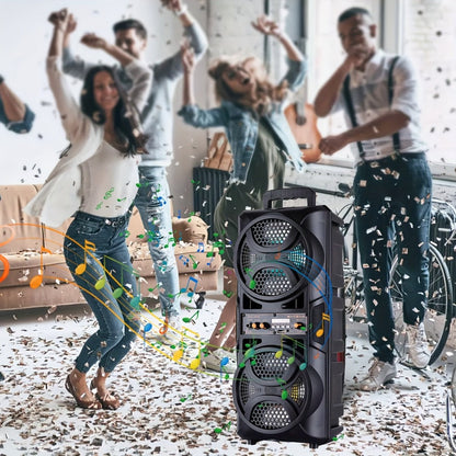 Portable PA Speaker Dual 6.5-Inch RGB Karaoke System with TWS, USB, AUX, FM and Remote Control