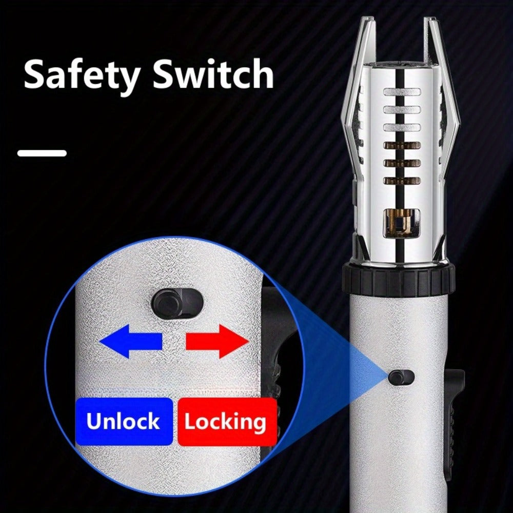 Windproof Turbo Torch Lighter 360 Degree Ignition Metal Jet Flame Lighter with Safety Lock for Grilling, Camping and Outdoor Meals
