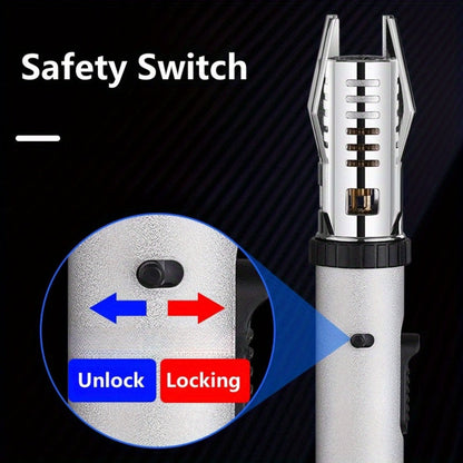 Windproof Turbo Torch Lighter 360 Degree Ignition Metal Jet Flame Lighter with Safety Lock for Grilling, Camping and Outdoor Meals