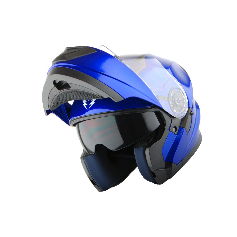 Motorcycle Helmet Modular Flip-Up Design with Dual Visors, Optional Three-Mode LED Tail Light and S-XL Sizes