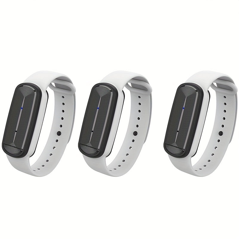 Ultrasonic Mosquito Bracelet 3-Pack, USB Rechargeable Intelligent Bug Wristband for Camping, Outdoor