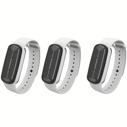 Ultrasonic Mosquito Bracelet 3-Pack, USB Rechargeable Intelligent Bug Wristband for Camping, Outdoor