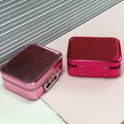 Glitter Makeup Travel Case Hard Shell Large Capacity Flat Lay Organizer Luxury Cosmetic Storage Box for Women Portable Fits in Suitcase Gold