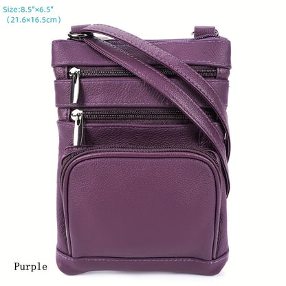 Genuine Leather Shoulder Bag for Women Men Soft First-Layer Cowhide Crossbody Bag Multi-Pocket Messenger Bag 3 Sizes Fits Smartphone Tablet