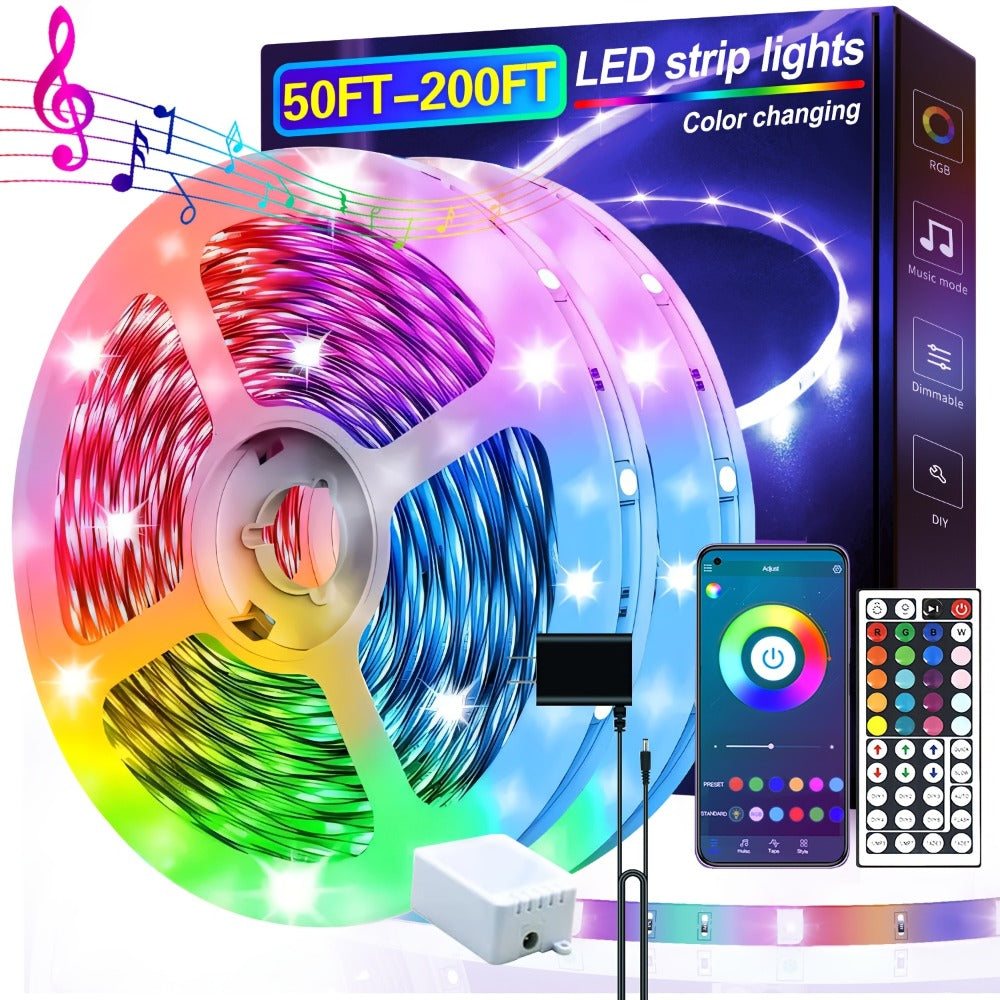Music Sync LED Strip Lights with APP & 24-Key Remote - RGB Color Changing Built-in Mic for an Everyday Personal Care Routine