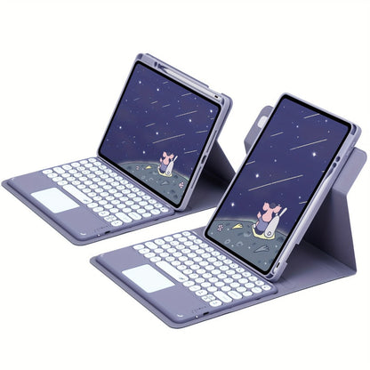 360° Rotatable iPad Keyboard Case with Backlit Keys, Trackpad & Apple Pencil Holder, Compatible with iPad Pro 11"