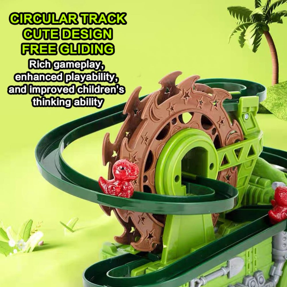 Toddler Dinosaur Track Set Orbital Triceratops Electric Stair Slide Roller Coaster Toy with Lights & Music