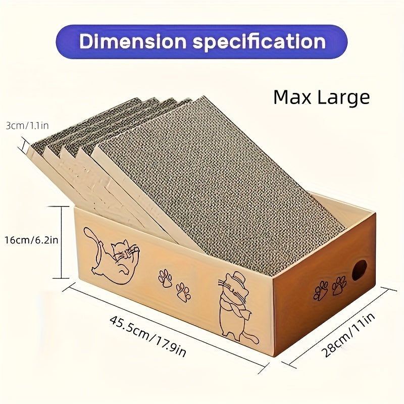 Cat Scratching Board & Bed Combo – 5-Layer Large Corrugated Cardboard Scratcher with Premium Texture, Replaceable Design for Indoor Cats