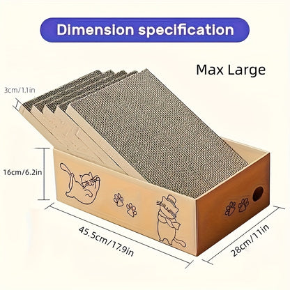 Cat Scratching Board & Bed Combo – 5-Layer Large Corrugated Cardboard Scratcher with Premium Texture, Replaceable Design for Indoor Cats
