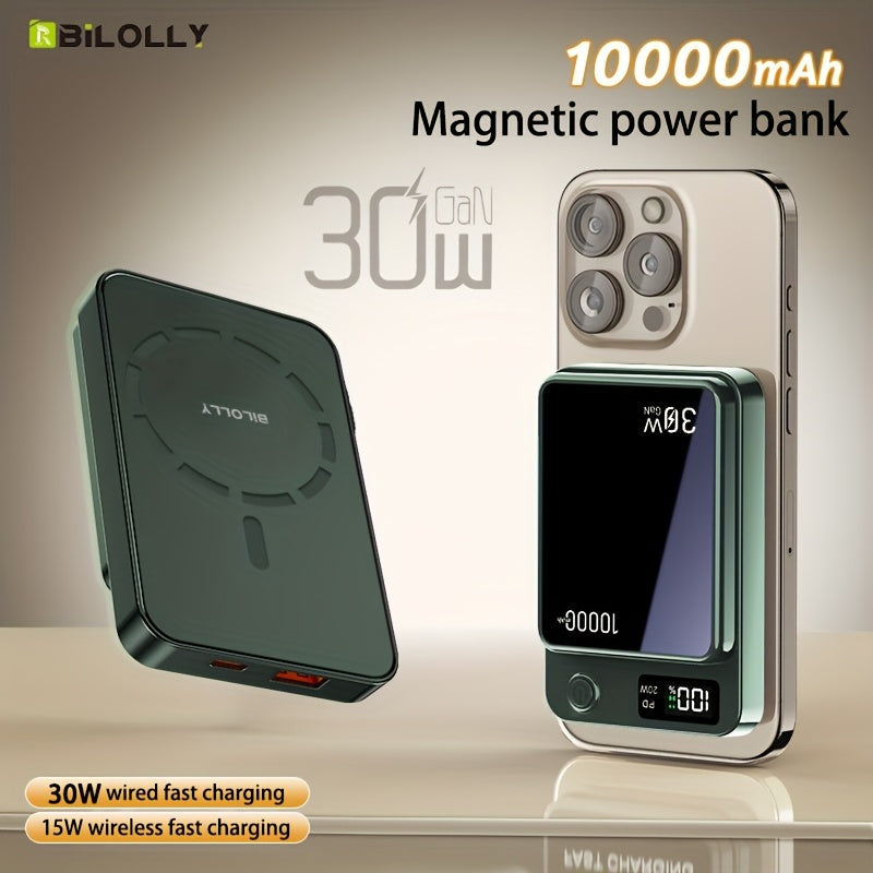 Power Bank Magnetic 6000-15000mAh with 30W Wired, 15W Wireless, Dual USB-C and Display in Four Colors