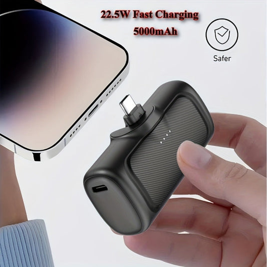 5000mAh Direct-Plug USB-C Power Bank with 22.5W Marking, Phone Stand and Four Color Options