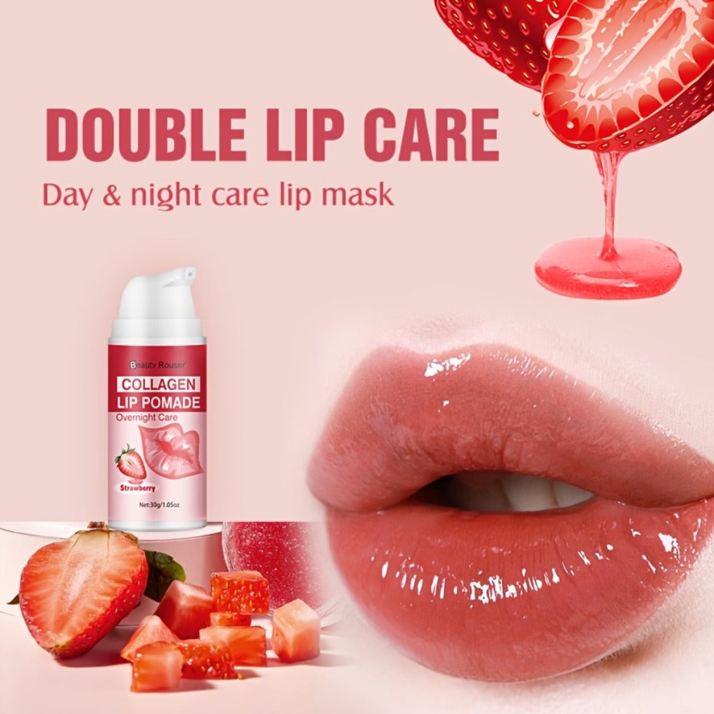 Lip Pomade Collagen 30g Moisturizing Plumping Lip Essence – Deep Hydration Day & Night Lip Care Nourishes Repairs Dry Chapped Lips
