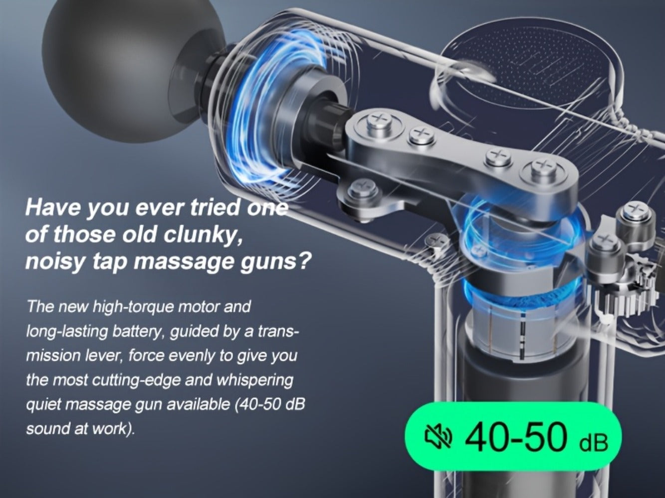 Portable Percussion Massage Gun – Ultra-Quiet Motor, 4 Massage Heads & 6 Adjustable Speeds | Handheld Deep Tissue Massager for Muscle