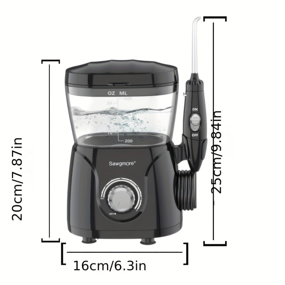 Water Flosser for Teeth & Braces 600ml Large Tank – 10 Adjustable Pressure Levels 8 Nozzles IPX4 Waterproof Professional Oral Irrigator