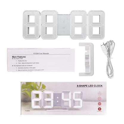 3D LED Digital Alarm Clock Colorful Night Light Home Decor Bedroom Desk Clock USB Powered for Entryways, Bedrooms and Living Spaces