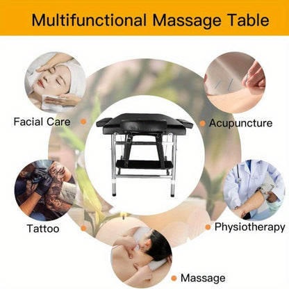 Portable Massage Table Foldable Aluminum Spa Bed, 3-Fold Adjustable Height 24" Wide Padded Treatment Bed