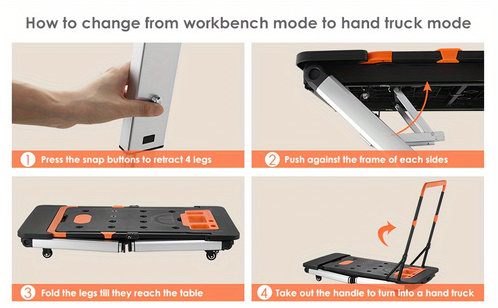 7in 1 Multifunctional Work Benches, Folding Work Table for Garage, As Portable Workbench, Sawhorse