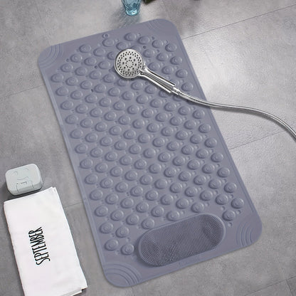 Textured Shower Bath Mat in 14.2 x 27.5 or 19.7 x 31.5-Inch Sizes and Six Color-and-Size Combinations